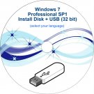 Windows 7 Pro Disk + USB 32 bit