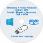 Windows 7 Home Premium Install Disk + USB 32 Bit