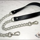 Shoulder strap for bag in black leatherette 2 cm. with chain and carabiners, silver finishes
