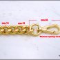 Bag chain, thick curb link with luxury carabiners, gold color, 14 mm wide, available in 11 sizes