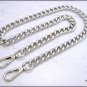 Bag chain, thick curb link with luxury carabiners, silver color, 14 mm wide, available in 11 sizes