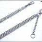 Pocket watch chain, double chain curb model with pendant, carabiner or T-bar, cm. 35