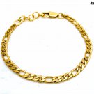 Unisex bracelet, stainless steel chain, flat figaro link, gold color, 4.5 mm wide, gift idea