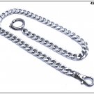Chain for pocket watch, diamond model, 35 cm, Silver color, carabiner or T-bar attachment