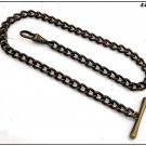 Iron pocket watch chain, gourmette model, 35 cm - aged brass color, T-bar attachment