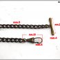 Iron pocket watch chain, gourmette model, 35 cm - aged brass color, T-bar attachment