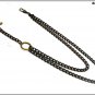 Pocket watch chain, double curb model, 35 cm - aged brass color, T-bar attachment