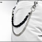 Trouser chain, aluminum with leather braid, 48 cm