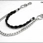 Trouser chain, aluminum with leather braid, 48 cm