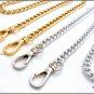 Bag chain, diamond-cut gourmette link with snap-hooks, 7 mm wide, gold or silver, 80 cm (31,5 inch)