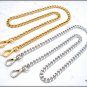 Bag chain, diamond-cut gourmette link with snap-hooks, 7 mm wide, gold or silver, 80 cm (31,5 inch)