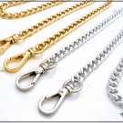 Bag chain, diamond-cut gourmette link with snap-hooks, 7 mm wide, gold or silver, 100 cm (39 inch)