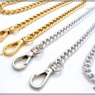 Bag chain, diamond-cut gourmette link with snap-hooks, 7 mm wide, gold or silver, 140 cm (55 inch)