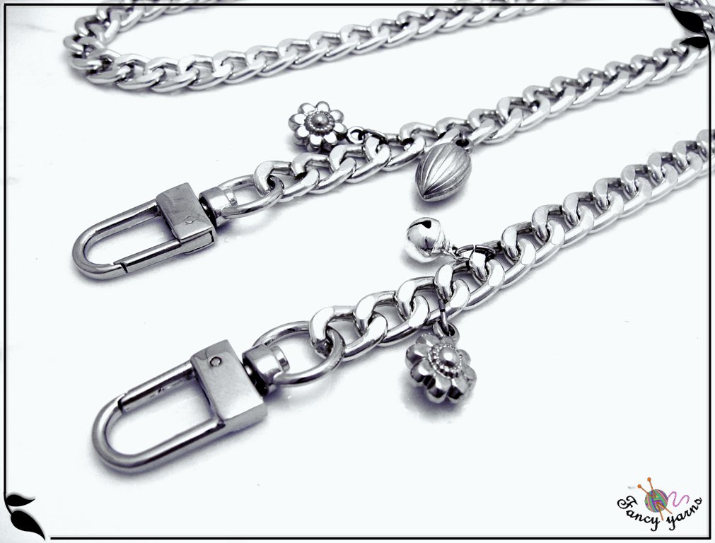 Bag chain with charms, diamond gourmette, mm.9 available in 6 sizes