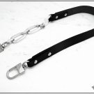 Bag handle, black vegetable tanned cowhide mm.20, chain on one side, silver finishes, cm.52