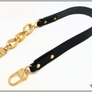 Bag handle, 20 mm vegetable tanned cowhide with chain on one side, gold finishes, 54 cm