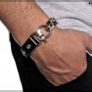 Cowhide leather bracelet with chrome studs, luxury gourmet chain, original and resistant clasp.