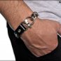 Cowhide leather bracelet with chrome studs, luxury gourmet chain, original and resistant clasp.