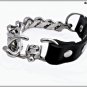 Cowhide leather bracelet with chrome studs, luxury gourmet chain, original and resistant clasp.