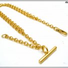 Pocket watch chain, stainless steel cable model, double chain with pendant chain, cm. 35