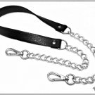 Shoulder strap for bag in black leatherette 2 cm. with chain and carabiners, silver finishes