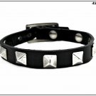 Genuine leather bracelet with pyramid studs, 6 colors available, gold or silver finishings