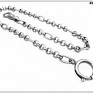 Pocket watch chain, roló and clip model, cm.35, stainless steel, with carabiner or T-bar attachment