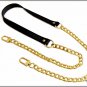 Shoulder strap for bag in black vegetable tanned cowhide 15mm, gold finishes, available in 4 sizes