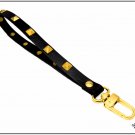 Wrist strap, genuine leather with gold pyramidal studs, 18.5 cm. available in 6 colors
