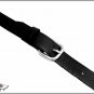 Shoulder strap for bag, adjustable black leatherette, 105/120 cm. silver color finishes.