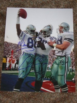 MICHAEL IRVIN DARYL JOHNSTON ALVIN HARPER SIGNED COWBOYS 11X14 PHOTO PIC PROOF SIGNING