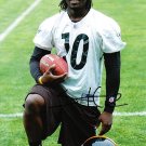 SANTONIO HOLMES SIGNED STEELERS 8X10 PHOTO PIC PROOF SIGNING