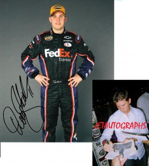 DENNY HAMLIN SIGNED NASCAR 8X10 PHOTO PIC PROOF SIGNING