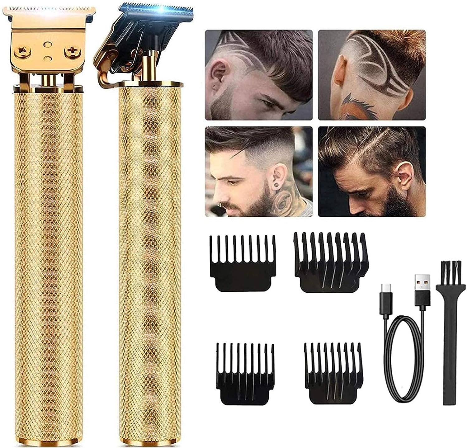 Professional Gold Hair Trimmer Hair Clippers Rechargeable Trimmers for Men Haircut Shaver Barbershop