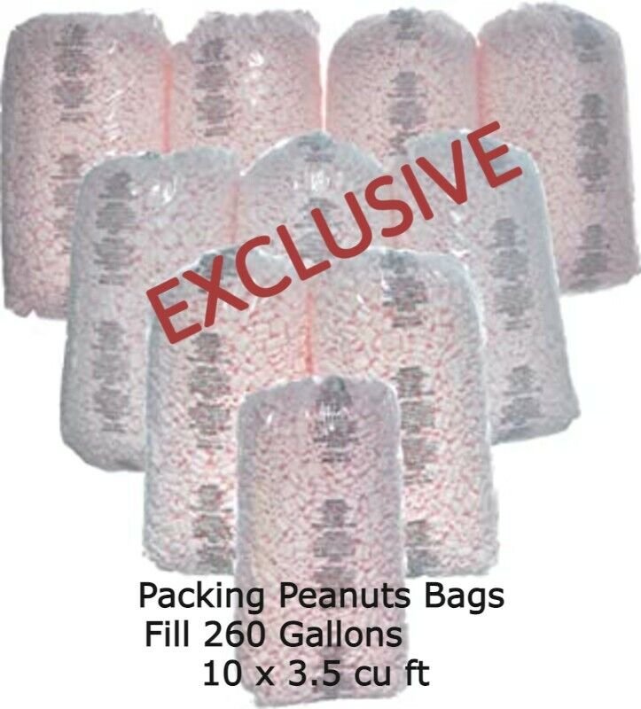 Bulk Packing Peanuts Bags Fill 260 Gallons 10 x 3.5 cu ft Pink Loose Wholesale