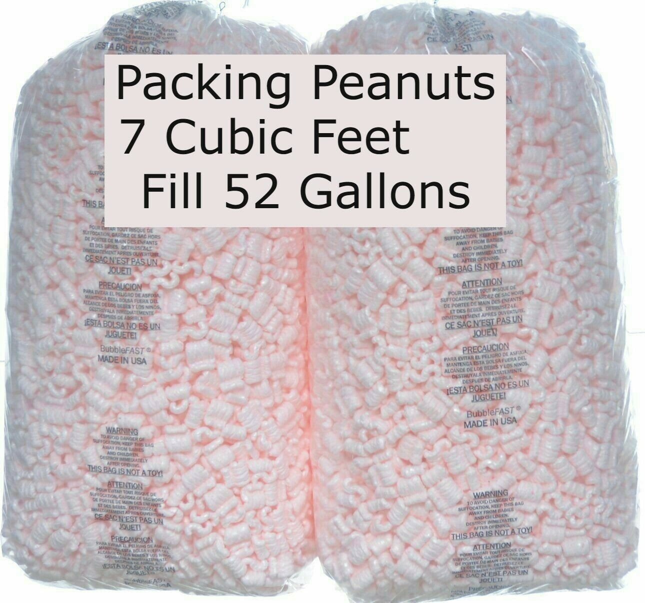 Packing-Peanuts-Pottery-Glass-Delicate-China-Dinnerware-2 x 3.5-Bags-52-Gal-Fill