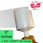 1 Roll 5 in x 1000 ft 80 Gauge Stretch Plastic Shrink Film Hand Wrap with Handle