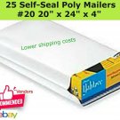 25 pc Self-Seal Poly Mailers #20 20" x 24" x 4" Expansion Shipping Envelopes USA