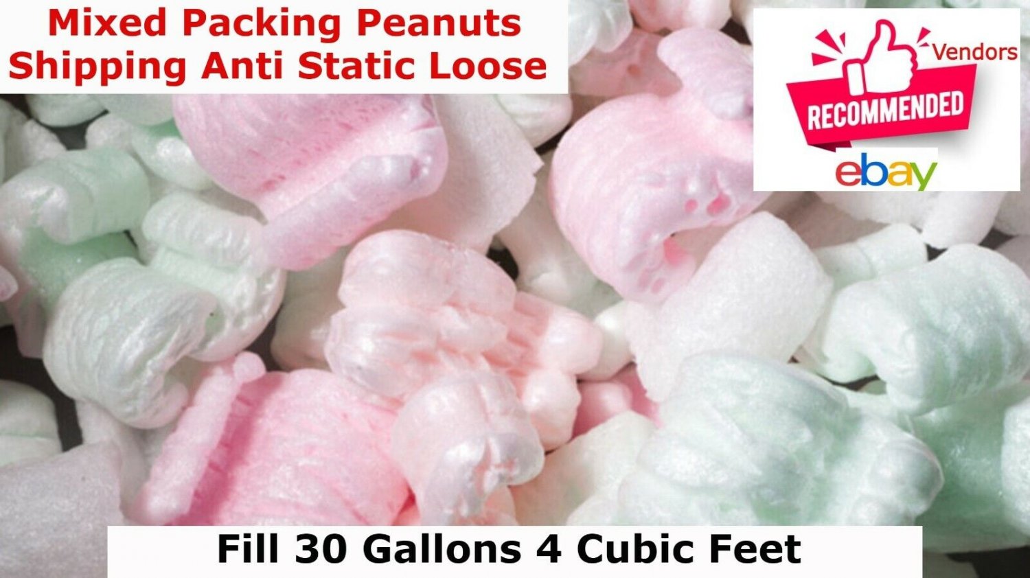 Mixed Packing Peanuts Shipping Anti Static Loose Fill 30 Gallons 4 Cubic Feet