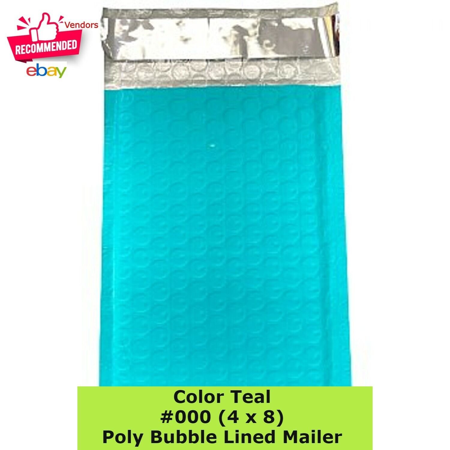 Color Teal  #000 (4 x 8) Poly Bubble Lined Mailer Envelopes Self Seal Happy Sell