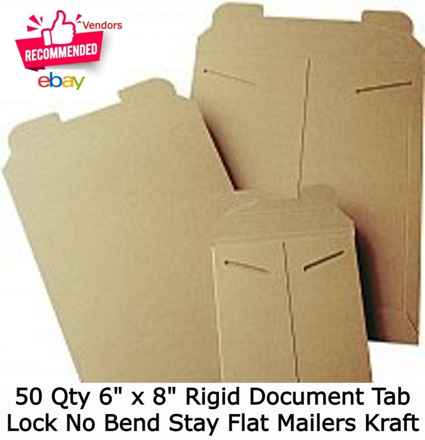 50 Envelopes 6" x 8" Rigid Document Tab Lock No Bend Stay Flat Mailers