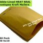 250 Bubble-Lined HEAT SEAL Envelopes Golden Kraft Mailers 250 Pack #00 5 x 10