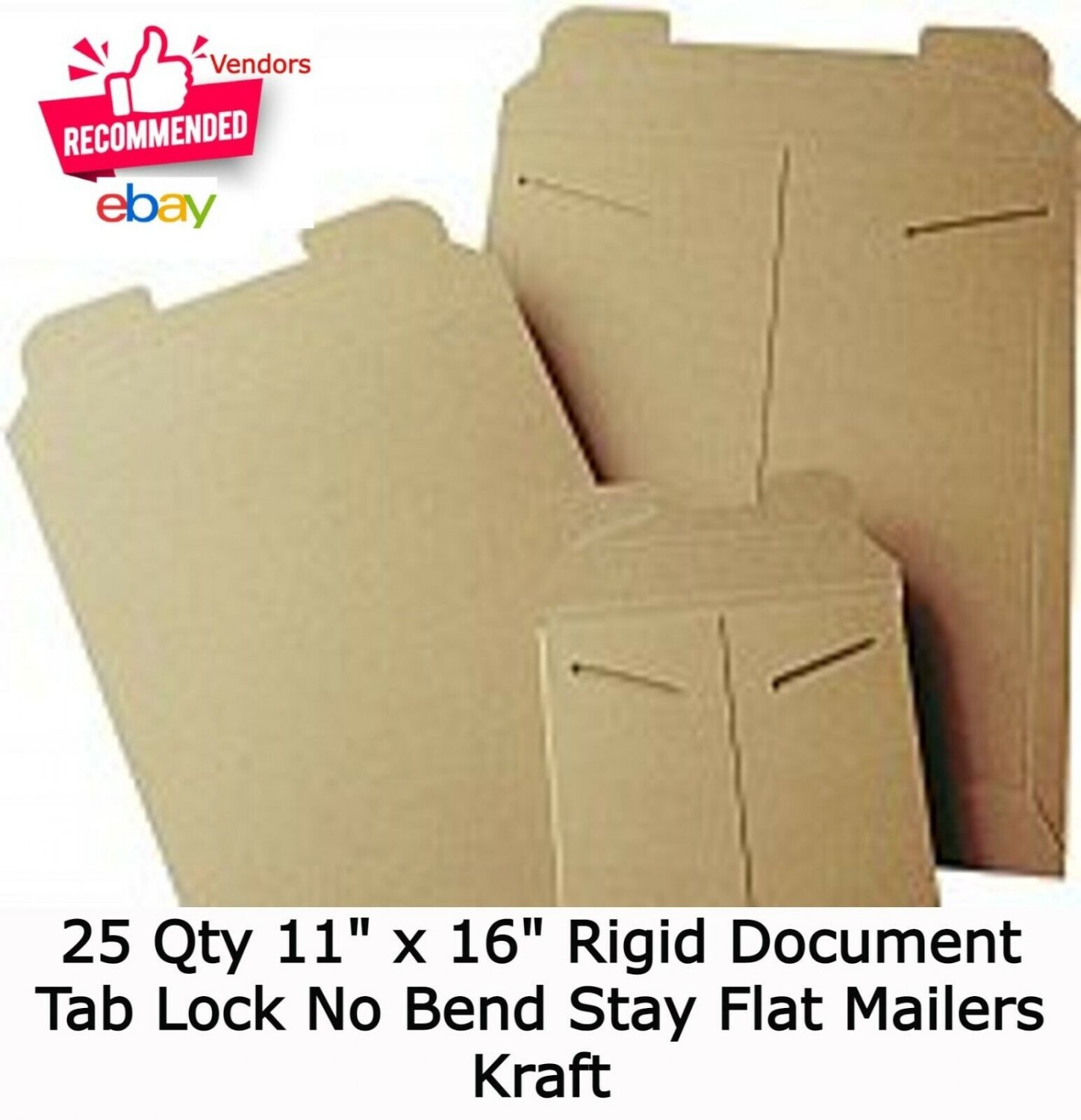 25 11" x 16" Rigid Document Tab Lock No Bend Stay Flat Mailers Kraft Envelope US
