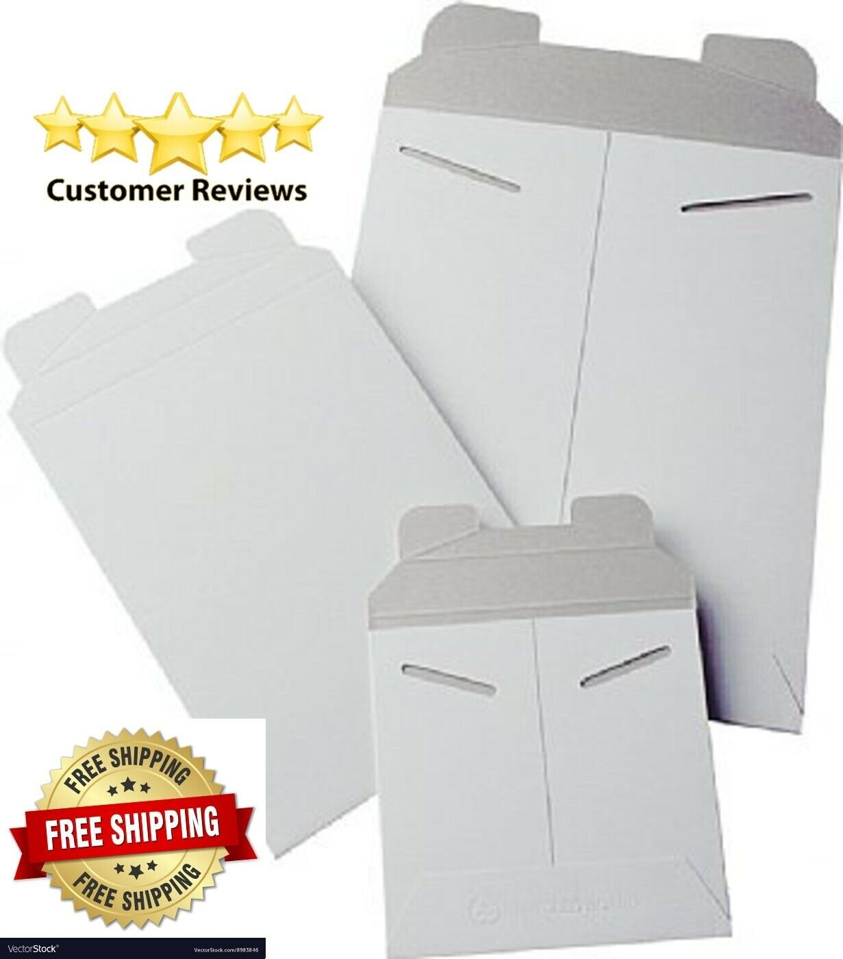50 12".75 x 15" White No Bend Paperboard Tab Lock Rigid Photo Document