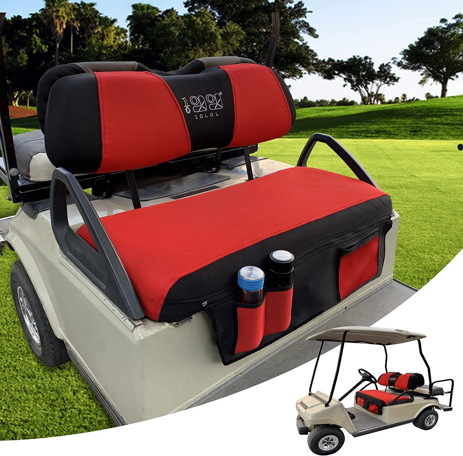 Newest Golf Cart Seat Cover Set with Storage Bags Fit for EZGO TXT RXV