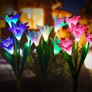 Solar Flowers Lights, 3 Pack Waterproof Multi-Color LED Lily Flowers Lights, Pat