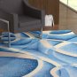 Area Rug Abstract Blue -White Modern Contemporary Soft Borealis Abstract Geomet