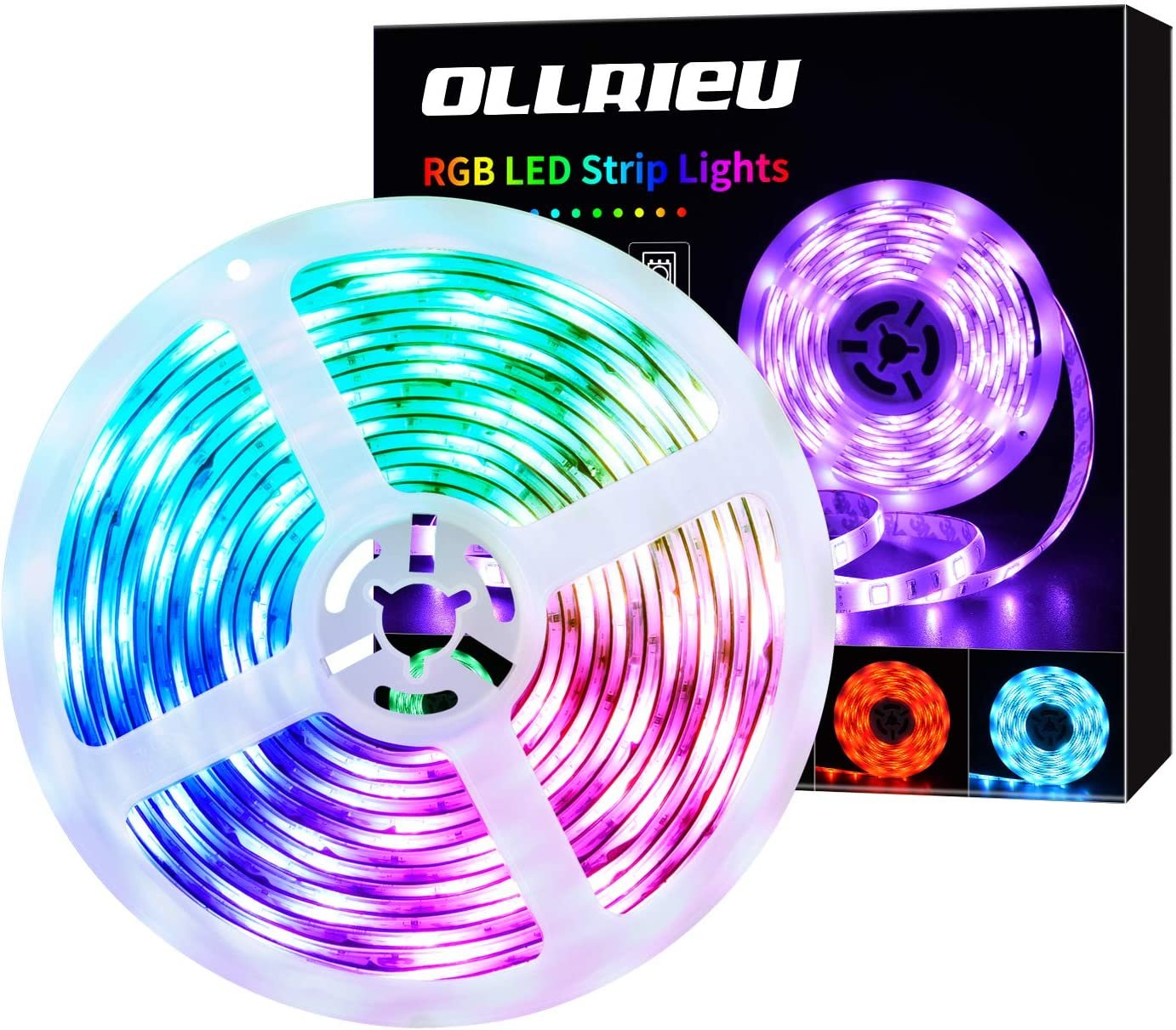 LED RGB Strip Lights 16.4Ft Waterproof,Color Changing 12V Tape Light Indoor,150