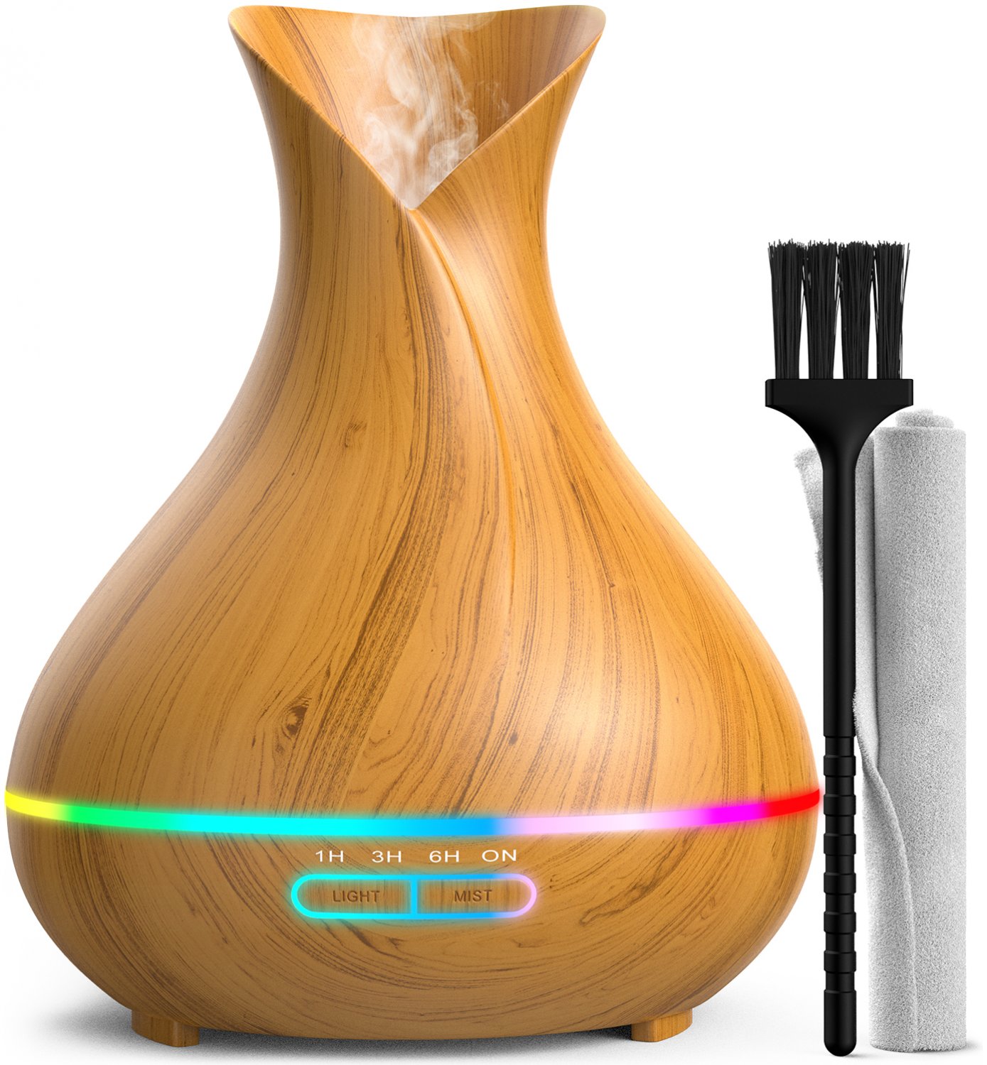 Light Wood Essential Oil Diffuser (400Ml) - Small & Large Room Home Aromatherapy