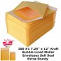 100 #1 7.25" x 12" Kraft Bubble Lined Mailer Envelopes Self Seal Extra-Sturdy